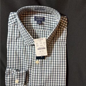 J. Crew Men's Navy and White Plaid Shirt BNWT. Size Small.